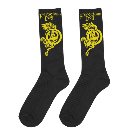 Stencil Yellow Jacquard Knit Socks