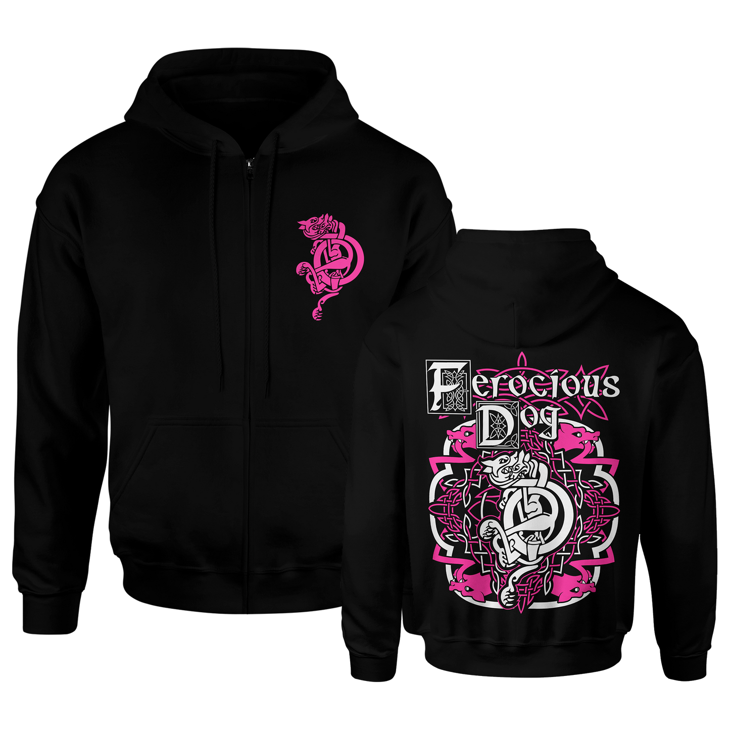 Celtic Throwback Pink/White- Unisex Zip Up Hoodie