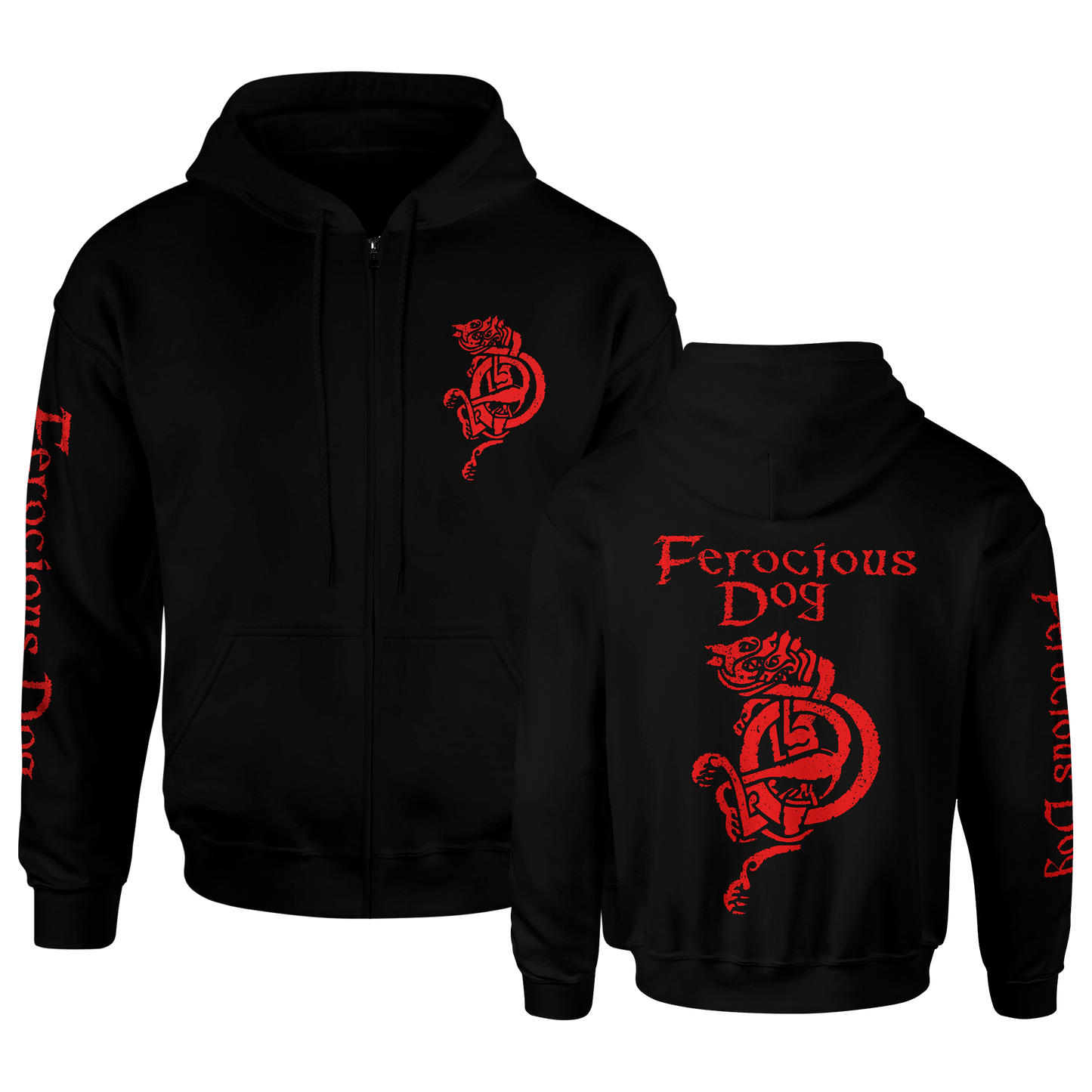 Stencil 'Red' Zipped Hoodie