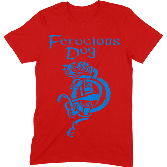 Stencil Ladies T-Shirt (Red with Blue Print)